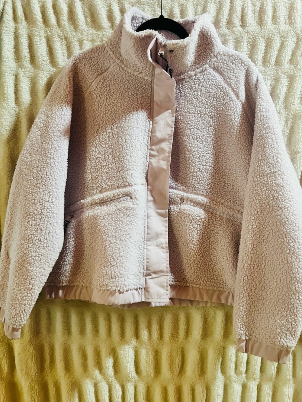 Cozy Teddy Jacket - Lavender Plush Zip Front Womens Large